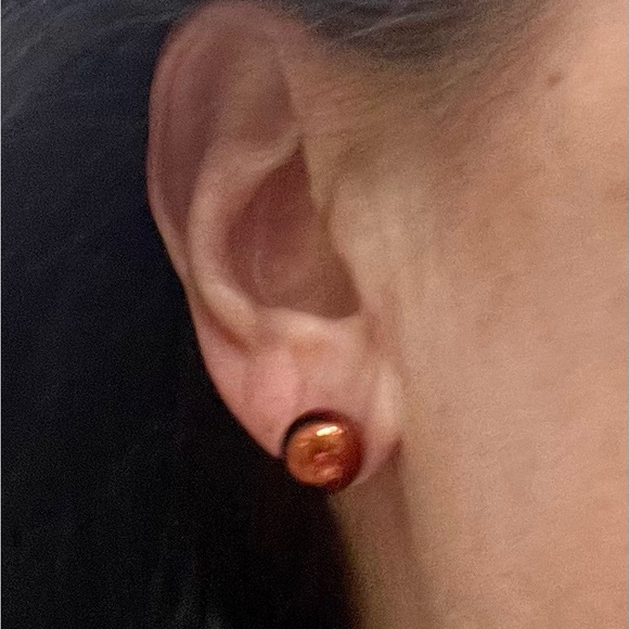 Vintage Copper Ball Stud Earrings - Picture 6 of 16